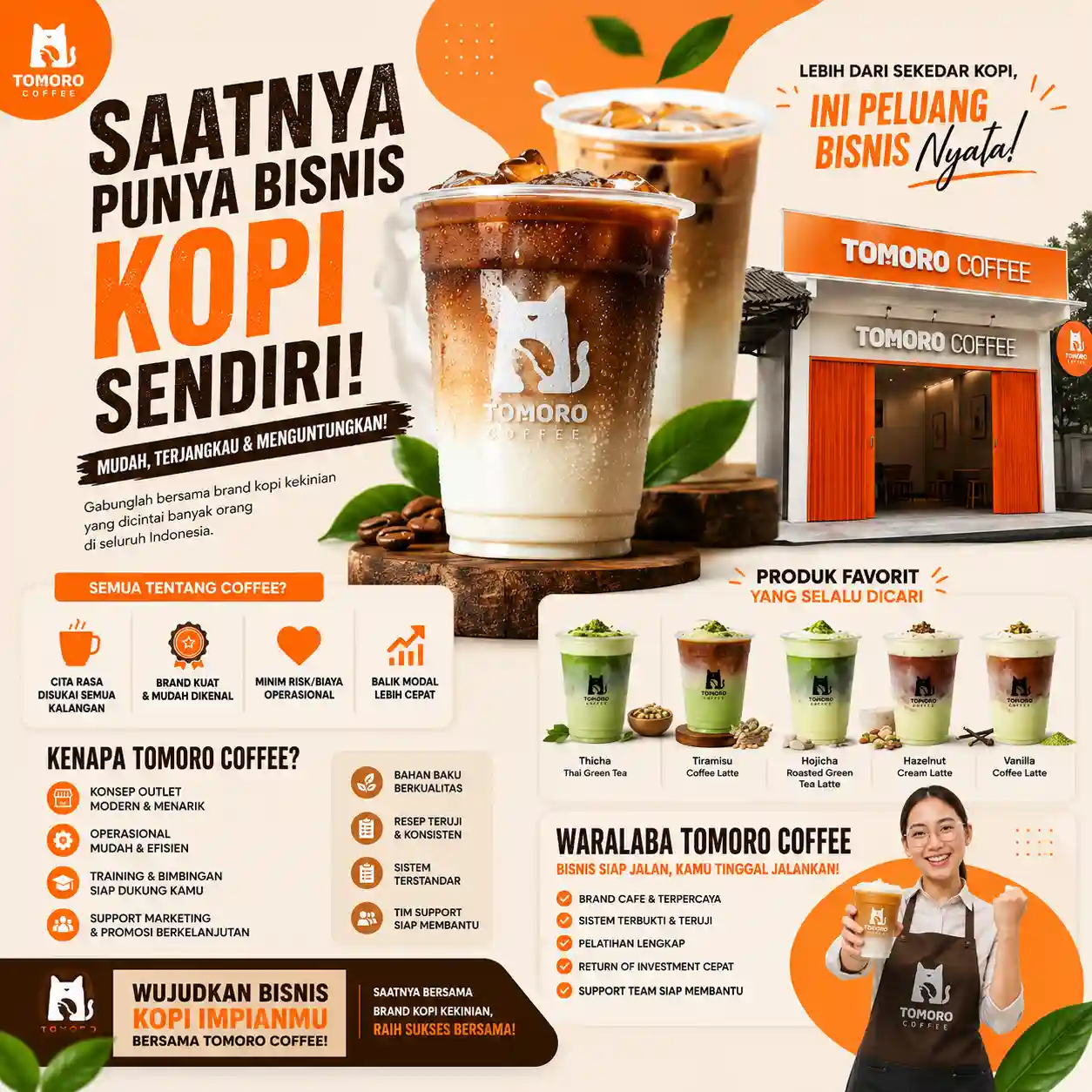 Referensi gerai kopi Tomoro Coffee modern